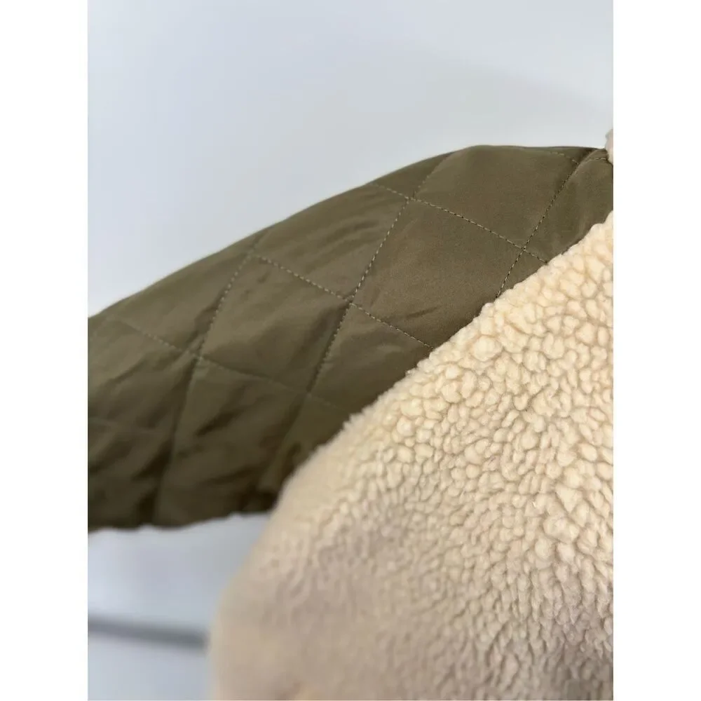 Jacqueline de Yong JDY Jdyiza Teddy Jacket Cream Sherpa Green Quilted XL